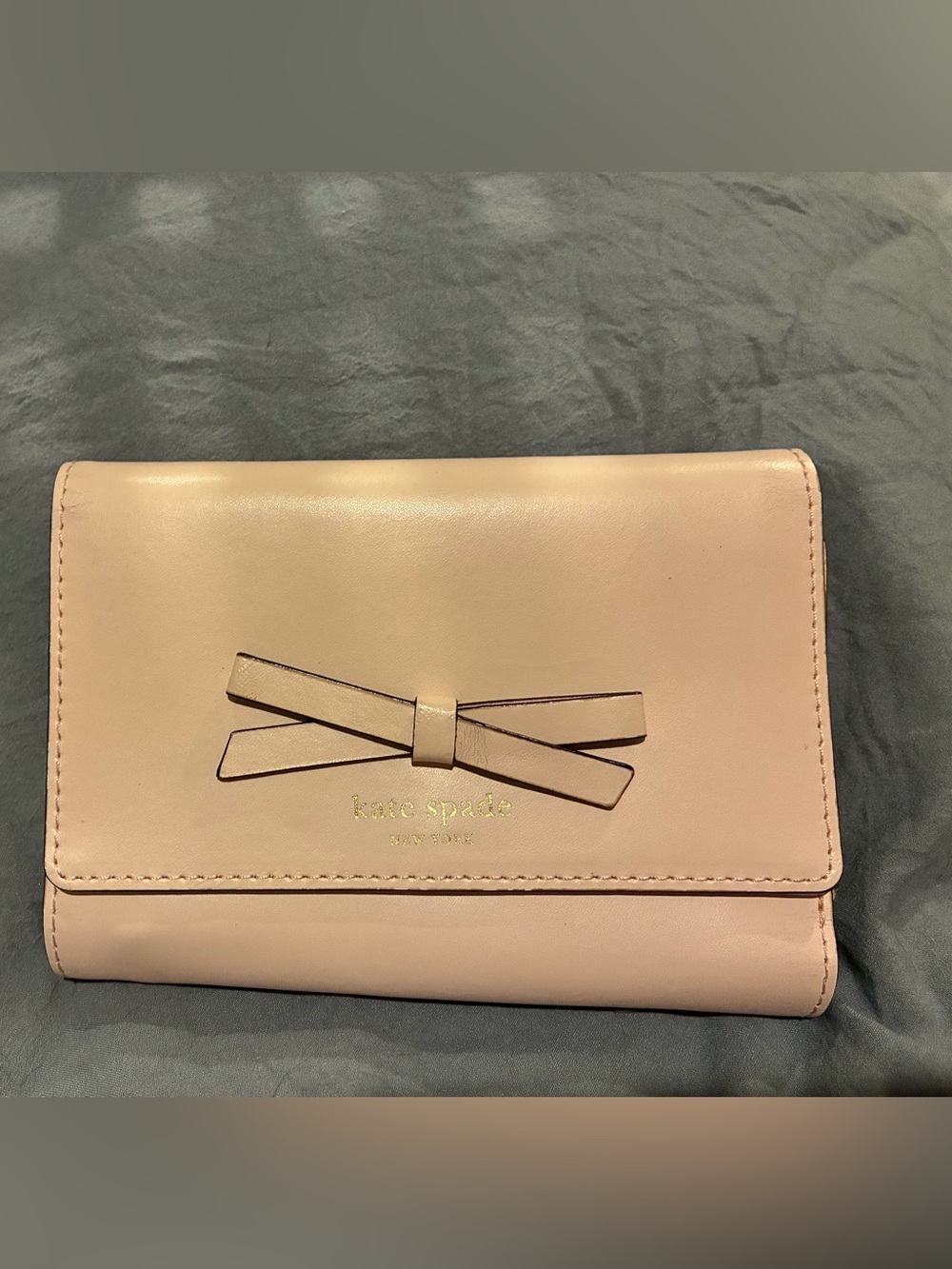 kate spade blush pink leather bow wallet